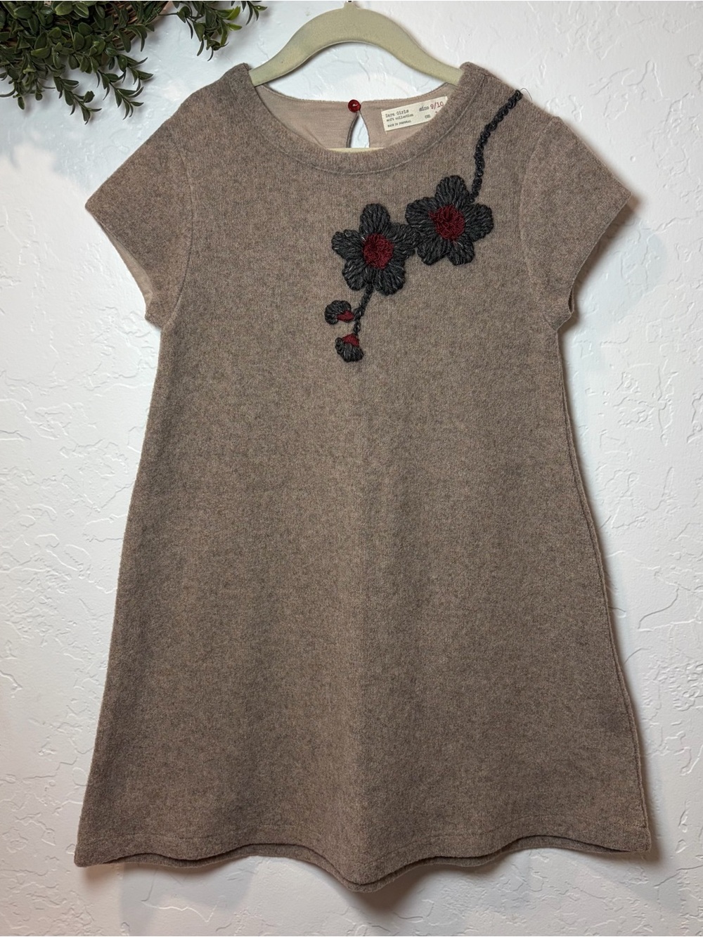 Zara Girls Soft Collection Wool Blend Embroidered Floral Dress 9/10